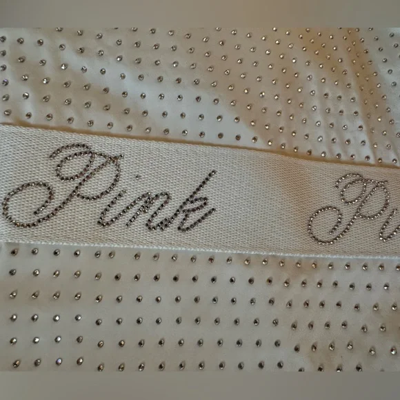 PINK Victoria's Secret Cream sparkle Canvas Tote with Branded Straps - Picture 3 of 11